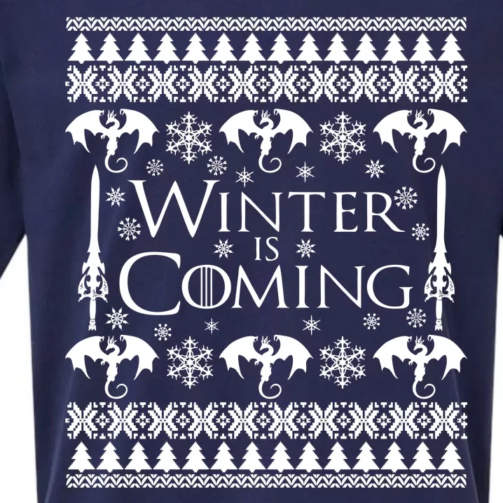 Winter is Coming Ugly Christmas Sweater Design Sueded Cloud Jersey T-Shirt