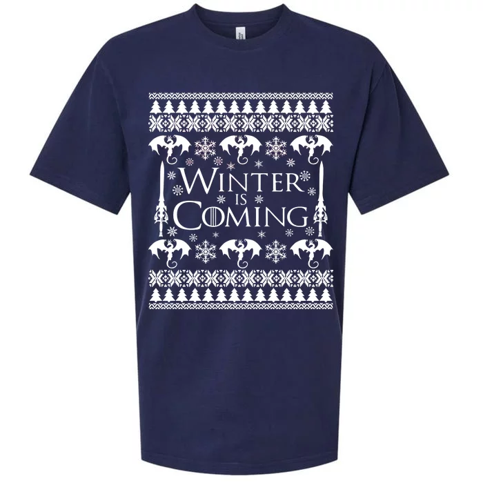 Winter is Coming Ugly Christmas Sweater Design Sueded Cloud Jersey T-Shirt