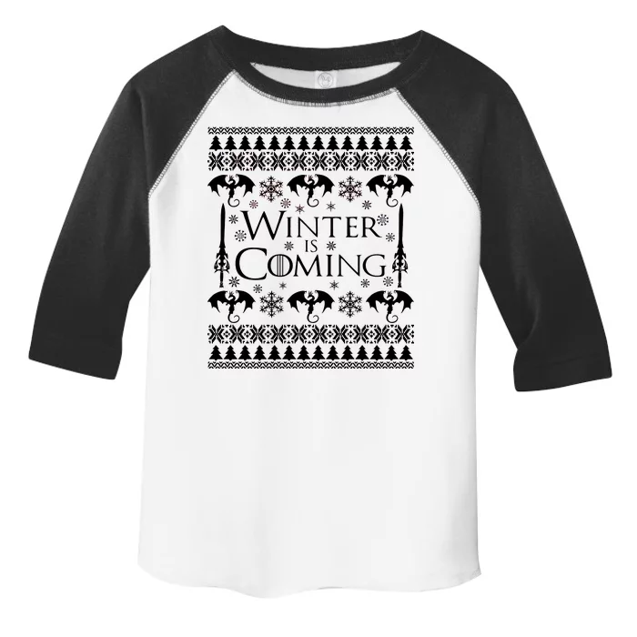 Winter is Coming Ugly Christmas Sweater Design Toddler Fine Jersey T-Shirt