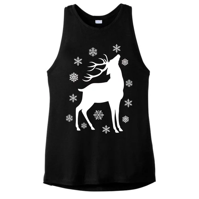 Winter Reindeer Ladies Tri-Blend Wicking Tank