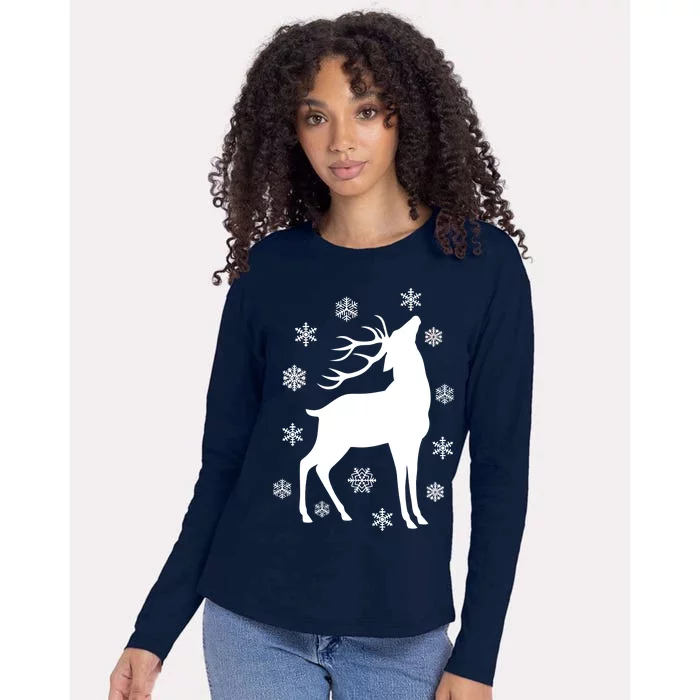 Winter Reindeer Womens Cotton Relaxed Long Sleeve T-Shirt