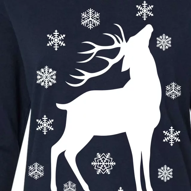 Winter Reindeer Womens Cotton Relaxed Long Sleeve T-Shirt