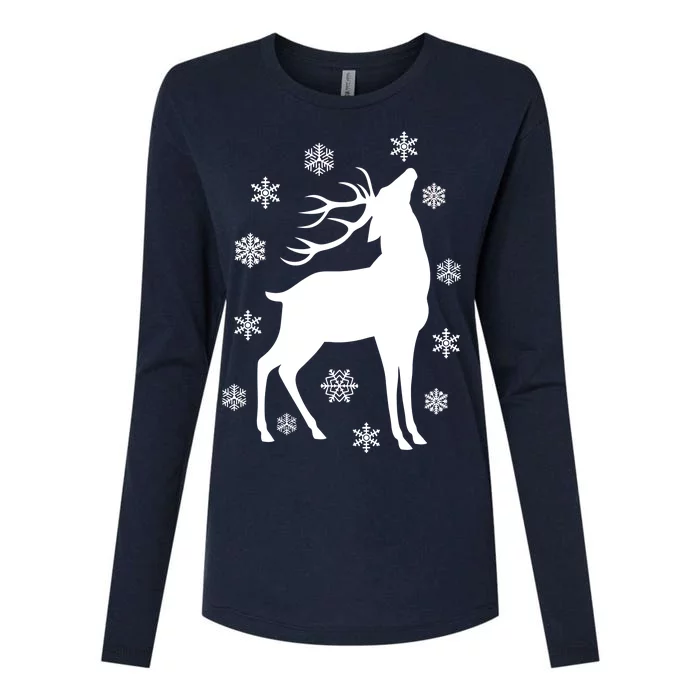 Winter Reindeer Womens Cotton Relaxed Long Sleeve T-Shirt