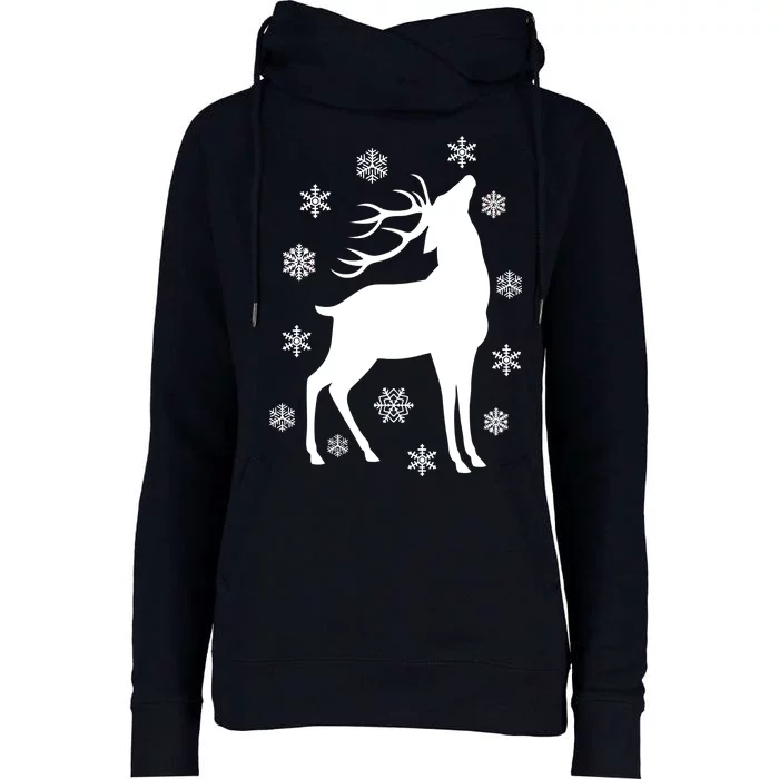 Winter Reindeer Womens Funnel Neck Pullover Hood