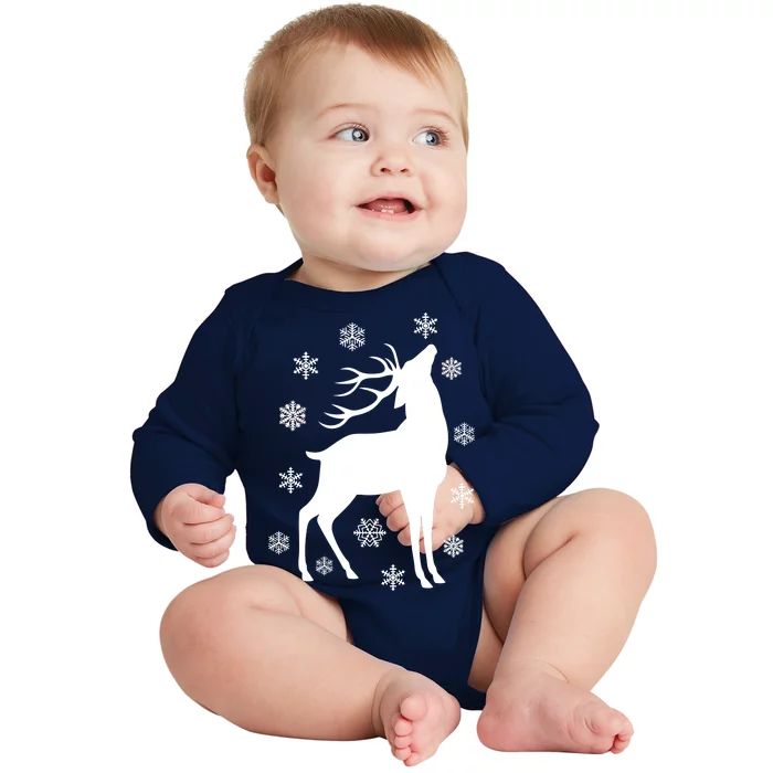 Winter Reindeer Baby Long Sleeve Bodysuit