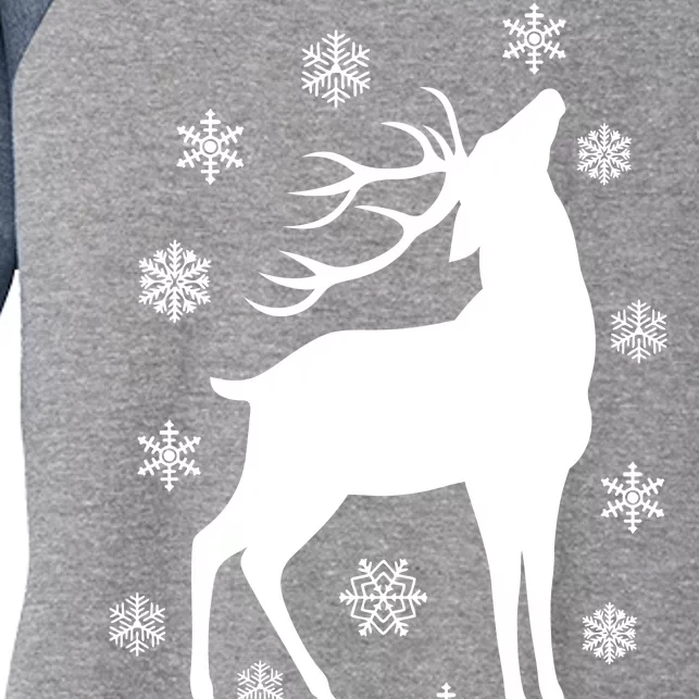 Winter Reindeer Women's Tri-Blend 3/4-Sleeve Raglan Shirt