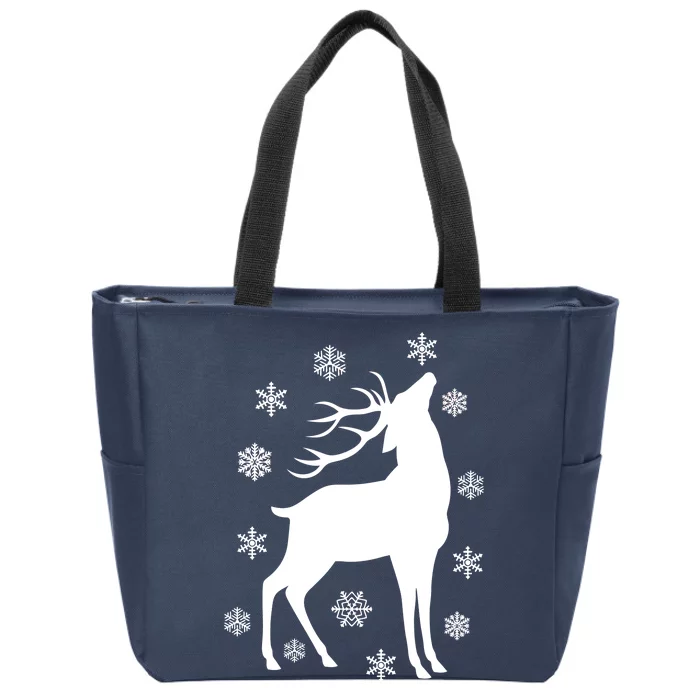 Winter Reindeer Zip Tote Bag