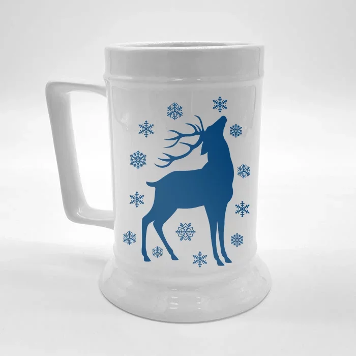 Winter Reindeer Front & Back Beer Stein