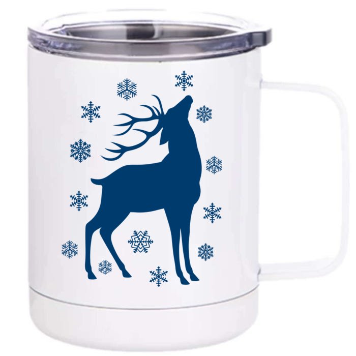 Winter Reindeer Front & Back 12oz Stainless Steel Tumbler Cup