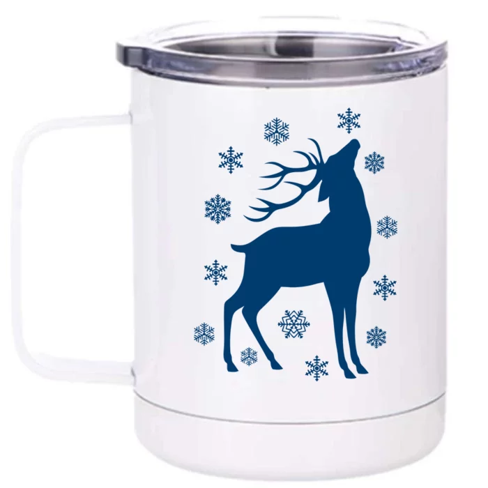 Winter Reindeer Front & Back 12oz Stainless Steel Tumbler Cup