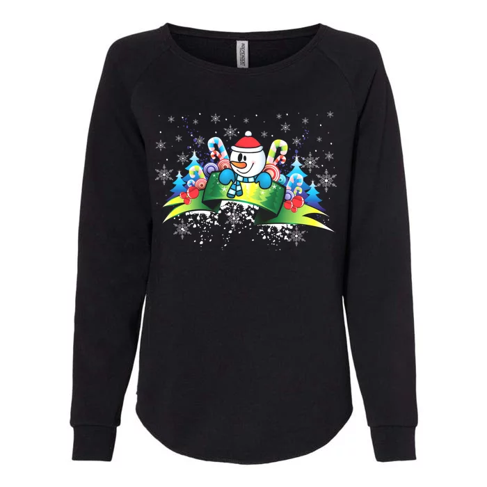 Winter's Snowman Holiday Womens California Wash Sweatshirt