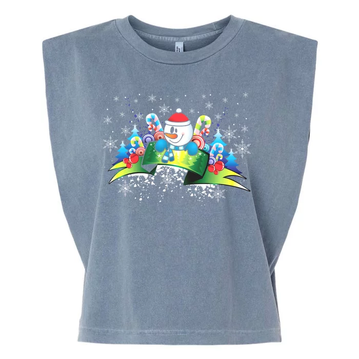 Winter's Snowman Holiday Garment-Dyed Women's Muscle Tee