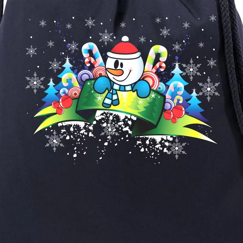 Winter's Snowman Holiday Drawstring Bag