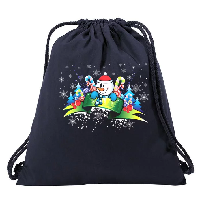 Winter's Snowman Holiday Drawstring Bag