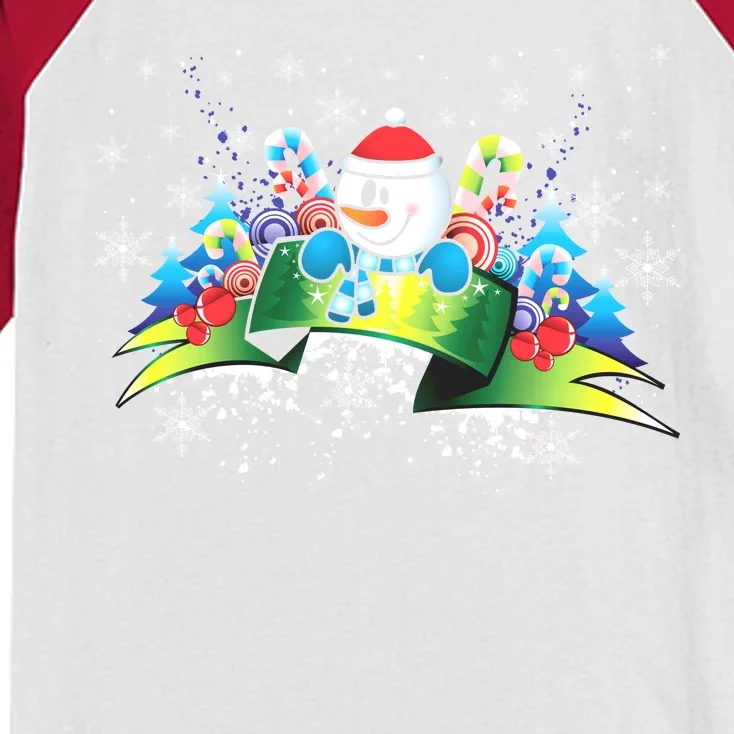 Winter's Snowman Holiday Kids Colorblock Raglan Jersey