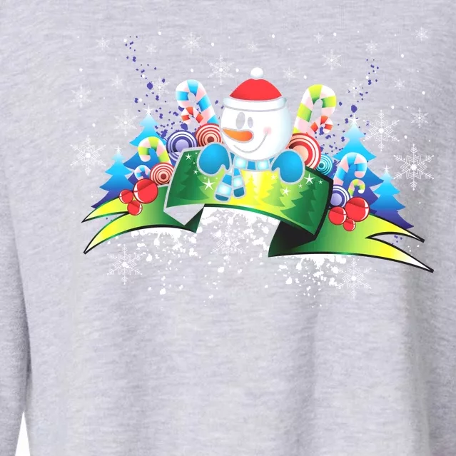 Winter's Snowman Holiday Cropped Pullover Crew