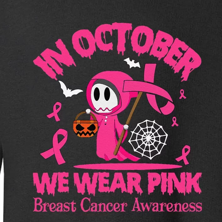 Women In October We Wear Pin.K Ghost Skull Breast Cancer Toddler Sweatshirt