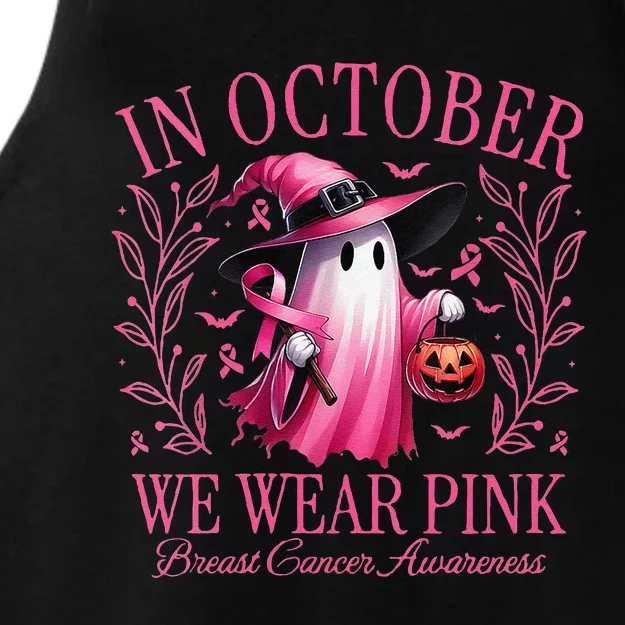 Women In October We Wear P.Ink Breast Cancer Awareness Halloween Gift Ladies Tri-Blend Wicking Tank