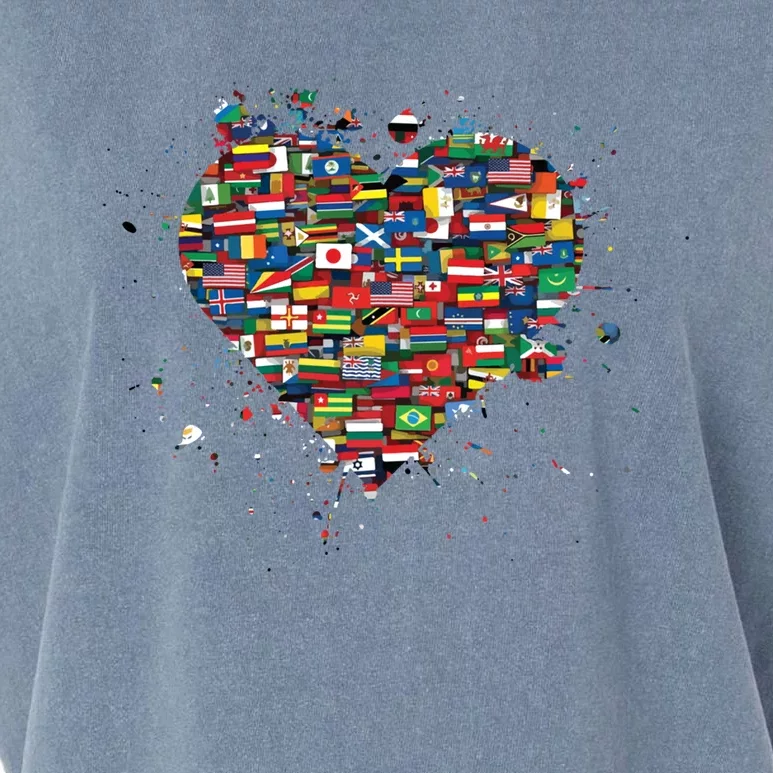 World International People Hu Flags Heart Countries Gift Garment-Dyed Women's Muscle Tee