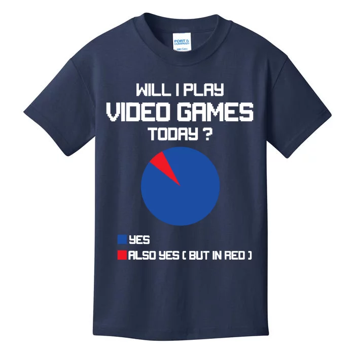 Will I Play Video Games Today Funny Gamer Gaming Lovers Kids T-Shirt