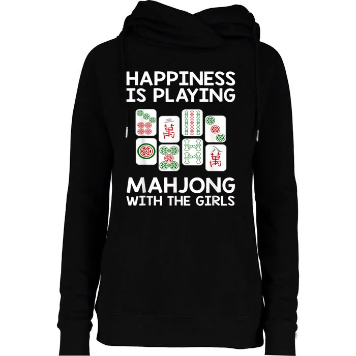 Womens,Happiness Is Playing Mahjong Womens Funnel Neck Pullover Hood