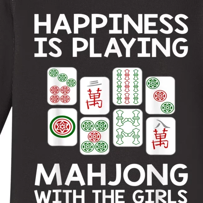 Womens,Happiness Is Playing Mahjong Baby Long Sleeve Bodysuit