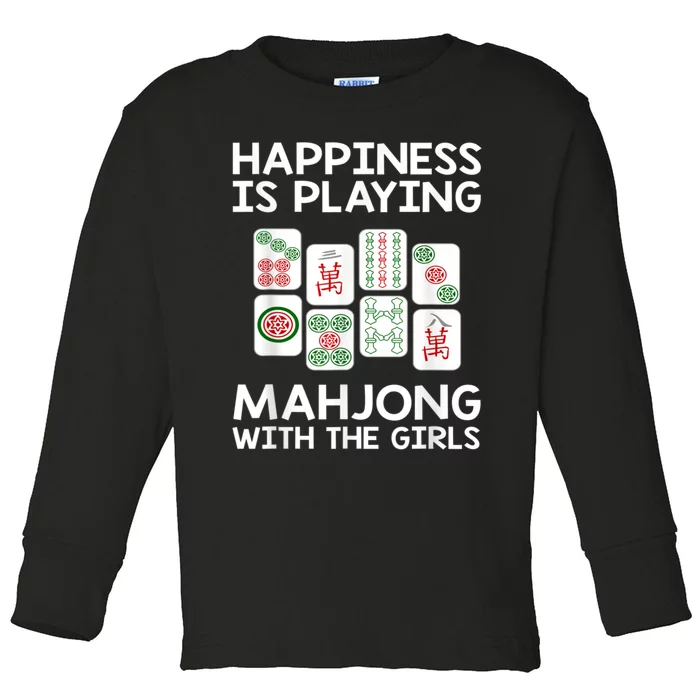 Womens,Happiness Is Playing Mahjong Toddler Long Sleeve Shirt