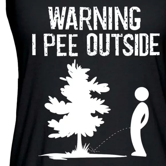 Warning I Pee Outside Funny Boy Peeing Camping Ladies Essential Flowy Tank