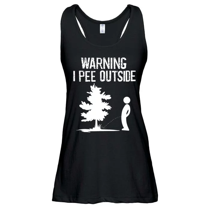 Warning I Pee Outside Funny Boy Peeing Camping Ladies Essential Flowy Tank