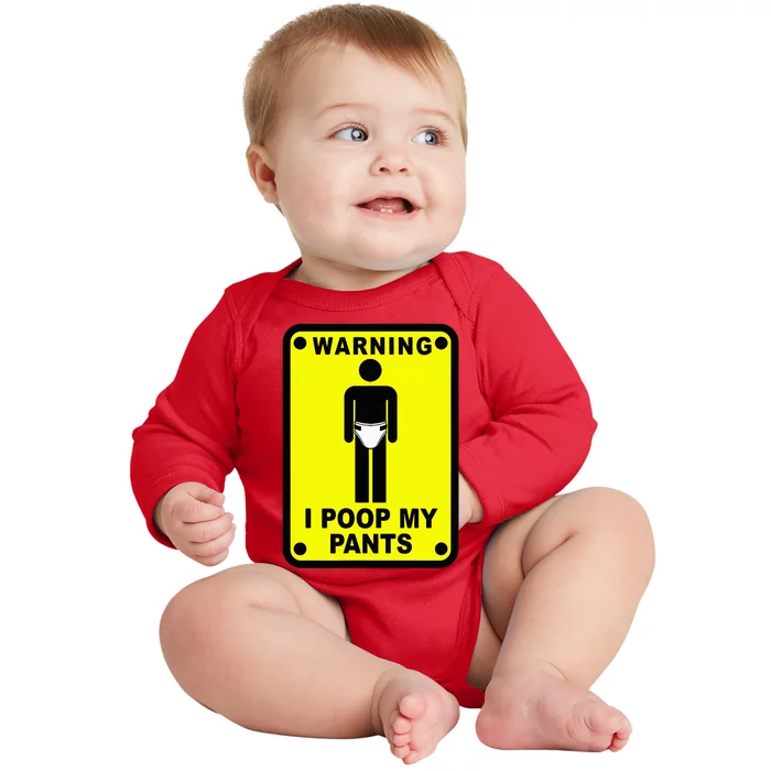 Warning I Poop My Pants Baby Long Sleeve Bodysuit