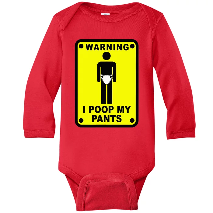 Warning I Poop My Pants Baby Long Sleeve Bodysuit