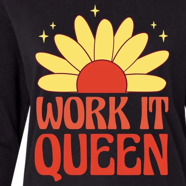 Work It Queen Sunflower Cute Gift Womens Cotton Relaxed Long Sleeve T-Shirt