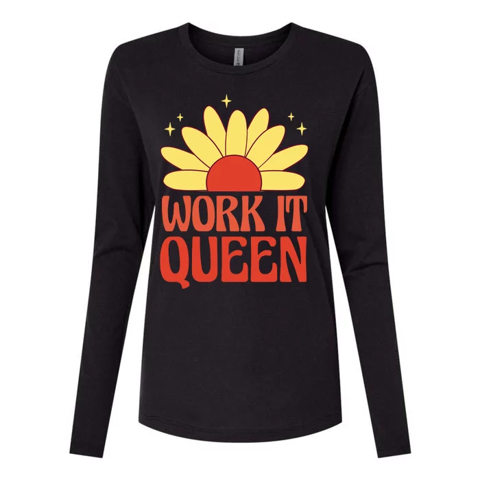 Work It Queen Sunflower Cute Gift Womens Cotton Relaxed Long Sleeve T-Shirt