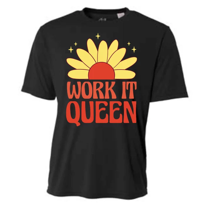 Work It Queen Sunflower Cute Gift Cooling Performance Crew T-Shirt