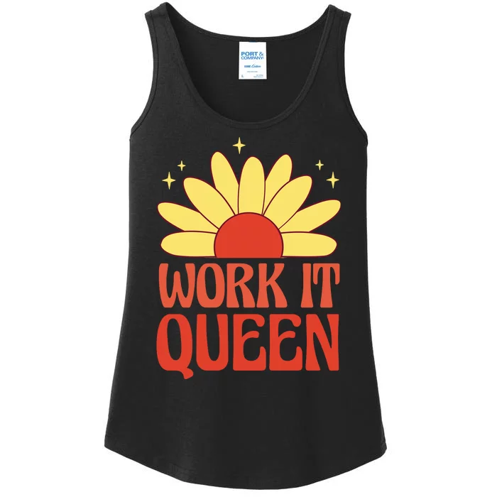 Work It Queen Sunflower Cute Gift Ladies Essential Tank