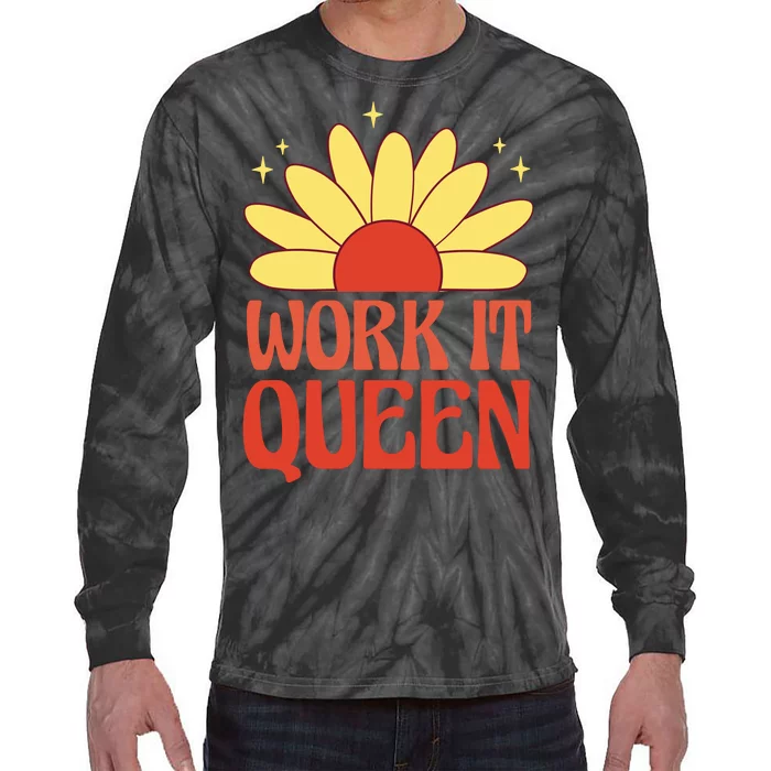 Work It Queen Sunflower Cute Gift Tie-Dye Long Sleeve Shirt