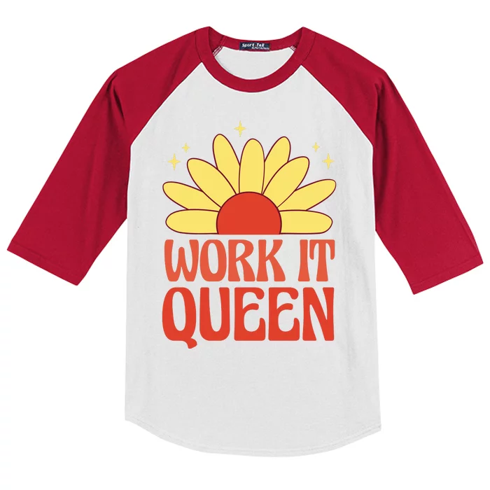 Work It Queen Sunflower Cute Gift Kids Colorblock Raglan Jersey