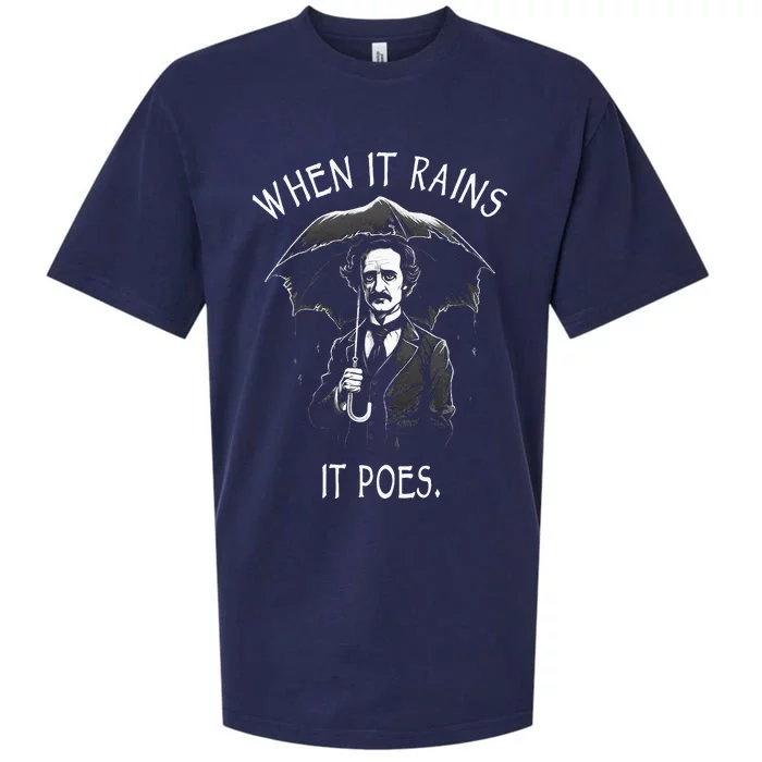 When It Rains It Poes Funny Edgar Allan Poe Sueded Cloud Jersey T-Shirt