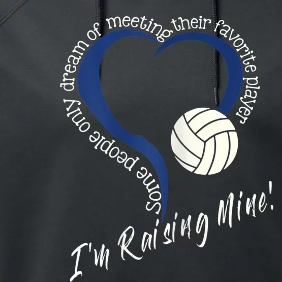 Womens I'm Raising Mine! Volleyball Mom Performance Fleece Hoodie