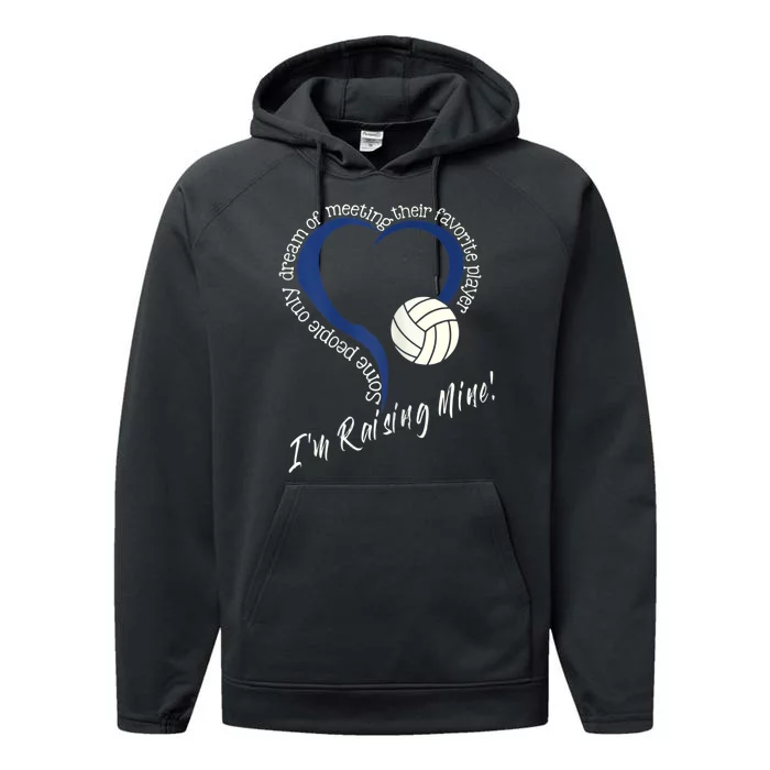 Womens I'm Raising Mine! Volleyball Mom Performance Fleece Hoodie