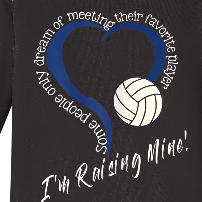 Womens I'm Raising Mine! Volleyball Mom Baby Long Sleeve Bodysuit