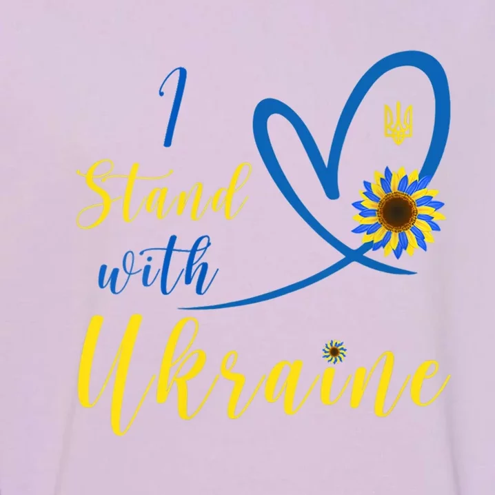 Wo I Stand With Ukraine Heart Sunflower Flag Symbol Cute Gift Garment-Dyed Sweatshirt