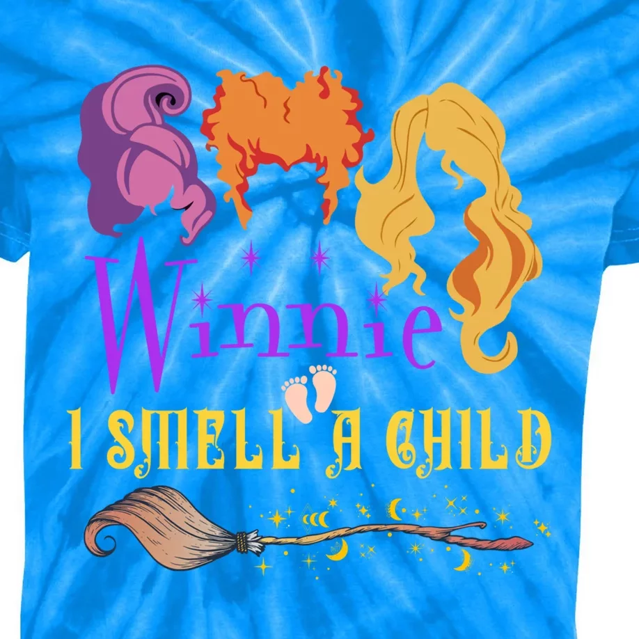 Winnie I Smell A Child Pregnancy Halloween Announcet Funny Gift Kids Tie-Dye T-Shirt