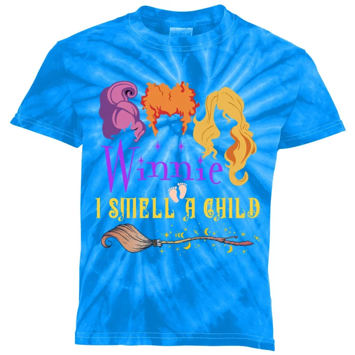 Winnie I Smell A Child Pregnancy Halloween Announcet Funny Gift Kids Tie-Dye T-Shirt