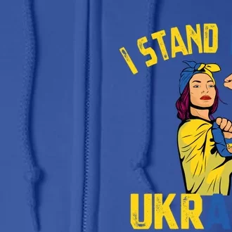 Wo I Stand With Ukrain Support Ukraine Flag Cute Gift Full Zip Hoodie