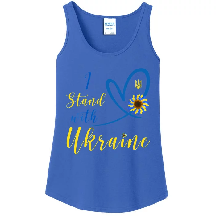 Wo I Stand With Ukraine Heart Sunflower Flag Symbol Gift Ladies Essential Tank