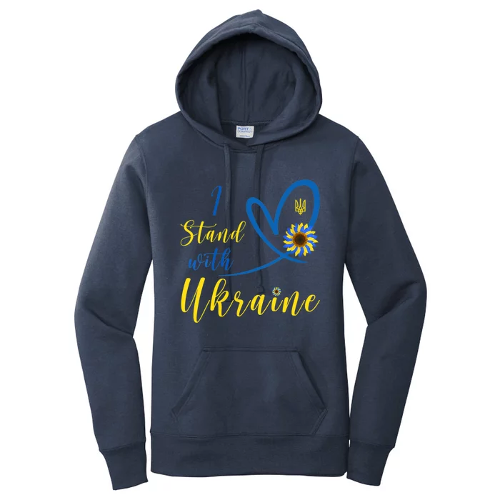 Wo I Stand With Ukraine Heart Sunflower Flag Symbol Gift Women's Pullover Hoodie