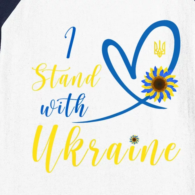 Wo I Stand With Ukraine Heart Sunflower Flag Symbol Gift Baseball Sleeve Shirt