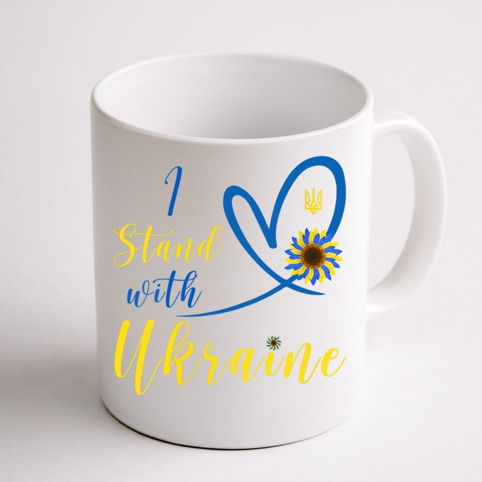 Wo I Stand With Ukraine Heart Sunflower Flag Symbol Gift Front & Back Coffee Mug