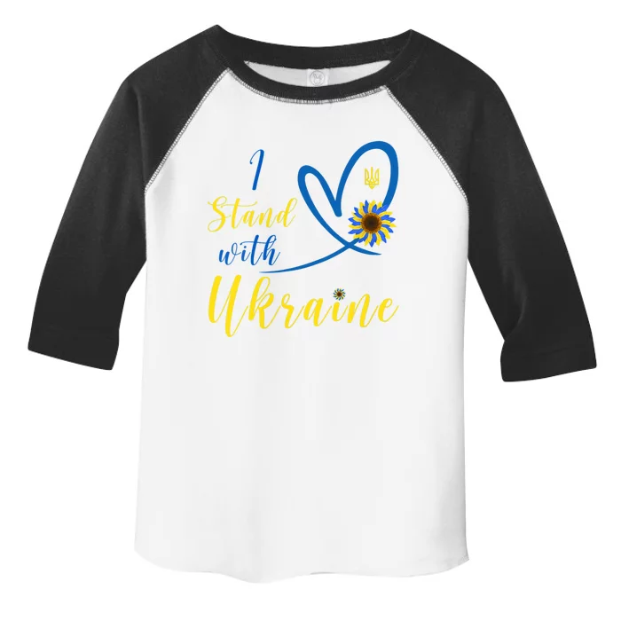 Wo I Stand With Ukraine Heart Sunflower Flag Symbol Gift Toddler Fine Jersey T-Shirt